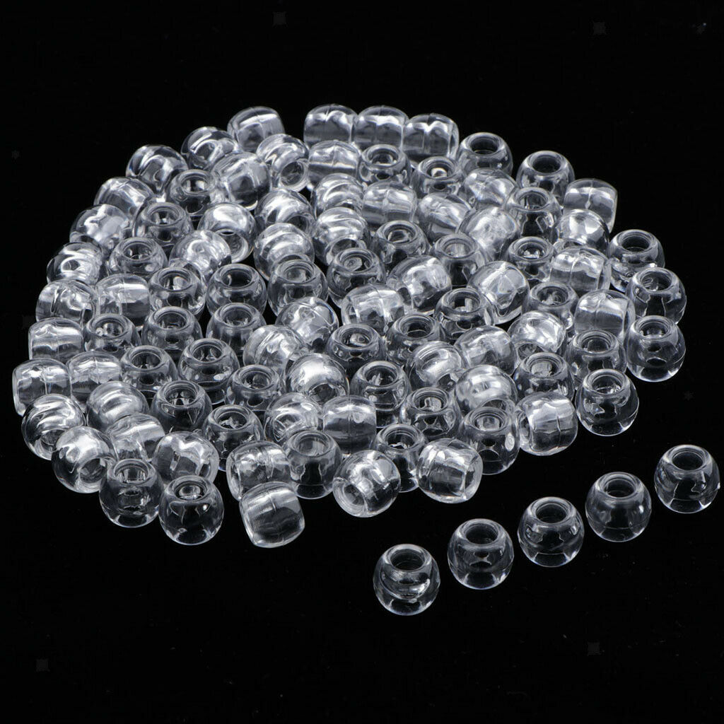 100x Plastic  Beads DIY Hair Accessory for Necklace Bracelet Crafts