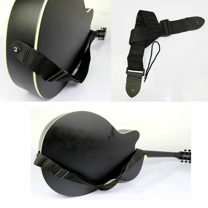 Black Adjustable Soft Leather Thick Strap for Electric Acoustic Guitar Bass
