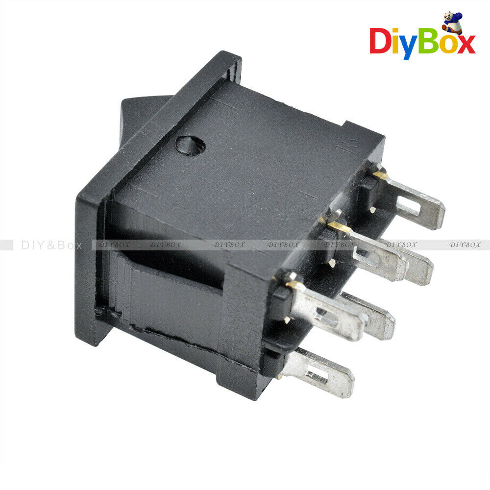 5PCS  AC 6A/250V 10A/125V 6Pin DPDT ON-OFF-ON 3 Position Snap Boat Rocker Switch