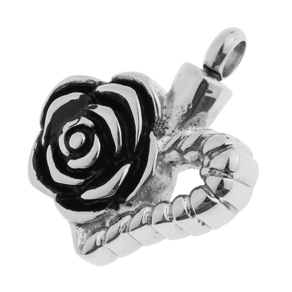Stainless Steel Flower Heart Urn Pendant Memorial Cremation Ash Holder 3
