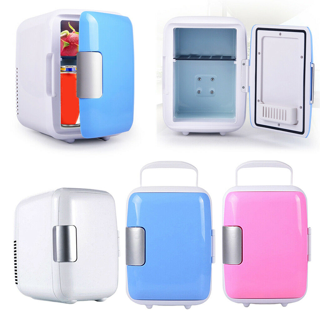 4L Mini Car Fridge Makeup Storage Refrigerator Warmer Portable Compact Blue