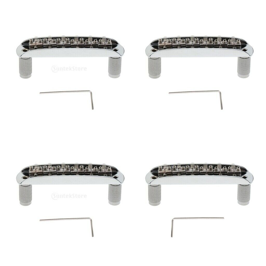 4Pieces Chrome Guitar Bridge Assembly w/ Screw for Mustang Guitars DIY Parts
