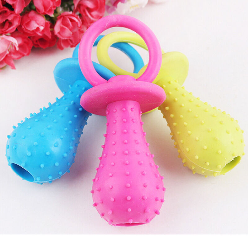 Rubber Pacifier for Pet Toys Dog Cat Puppy Chew Toys with Bell Sound Insid.l8