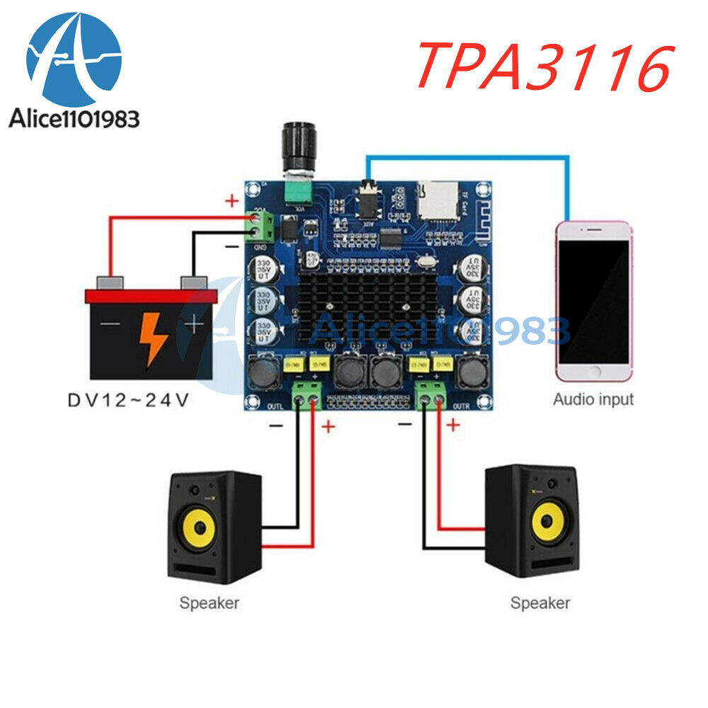 50W*2 TPA3116 Digital Bluetooth 4.1 TF Card AUX XH-A104 Power Amplifier Board