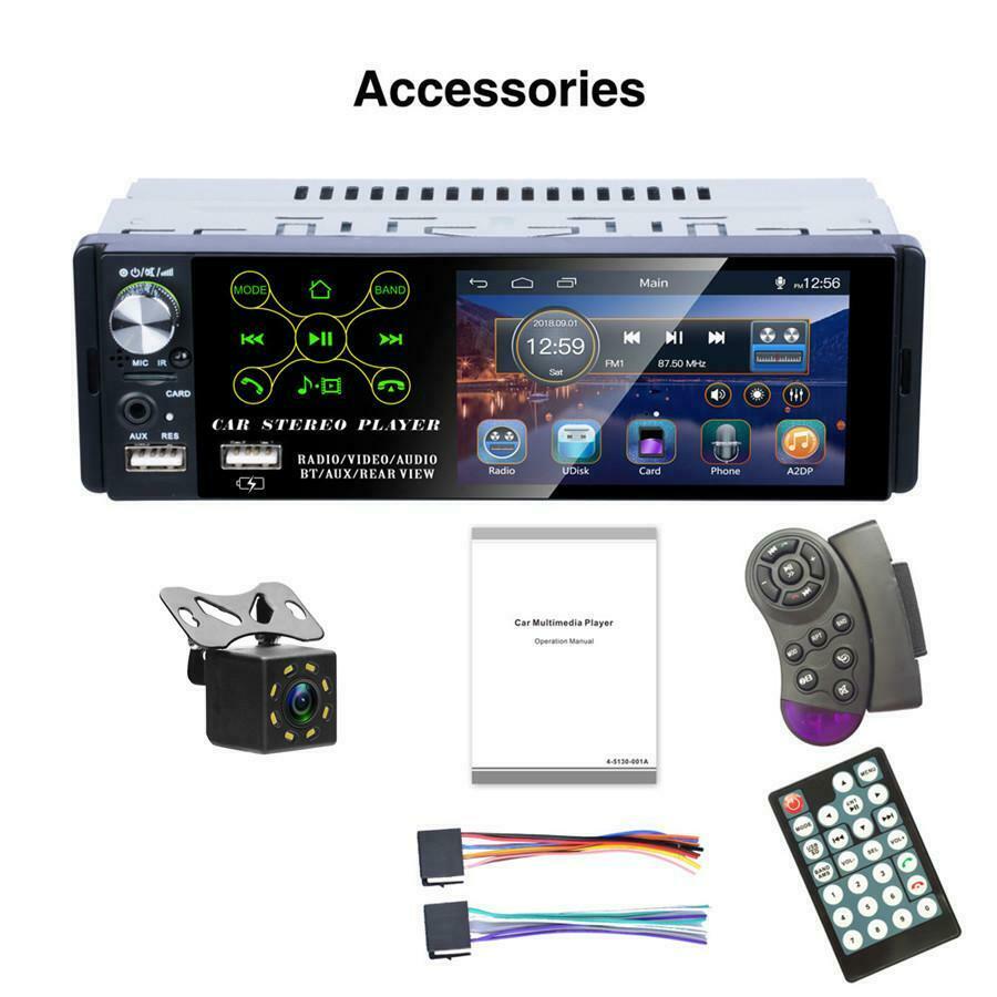 Car 4.1" Bluetooth MP5 Radio Player RDS Subwoofer Micophone 8LED Rear Camera