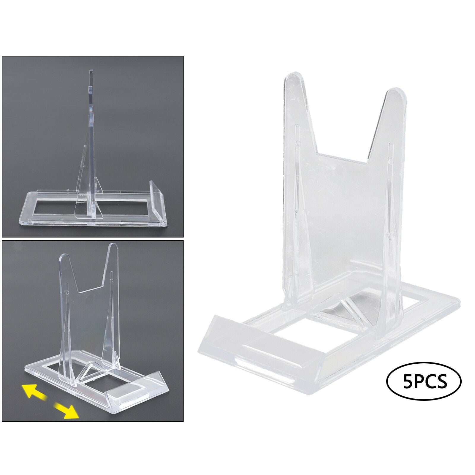 5pcs Display Holder Stand Clear Plastic Shelf Stable Plate Collectible