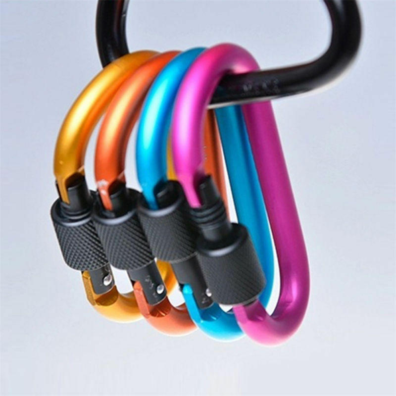 5PCS/ Set Aluminum Carabiner Keyring D-Ring Key Chain Clip Snap Hook Karabiners