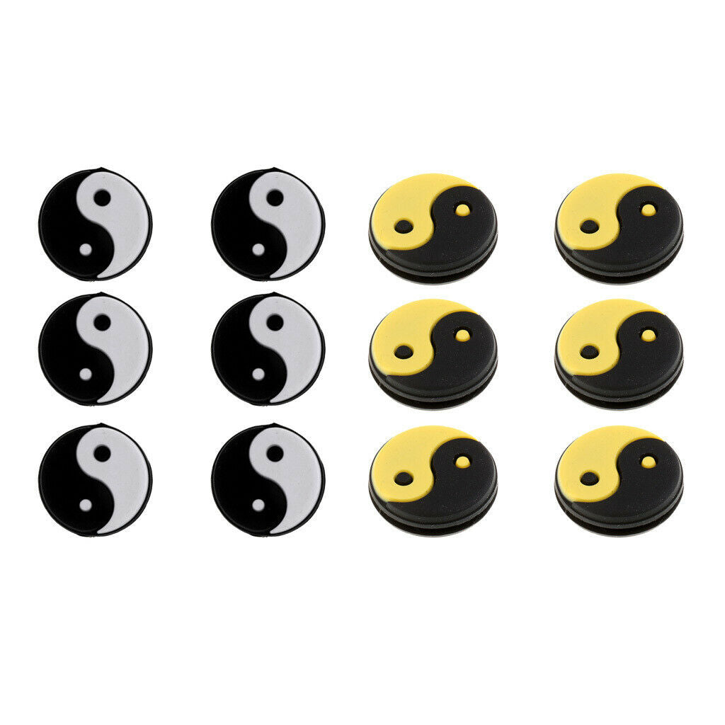 12Pieces/Set Yin Yang Tennis Racquet Vibration Dampener Shock Absorber Damper