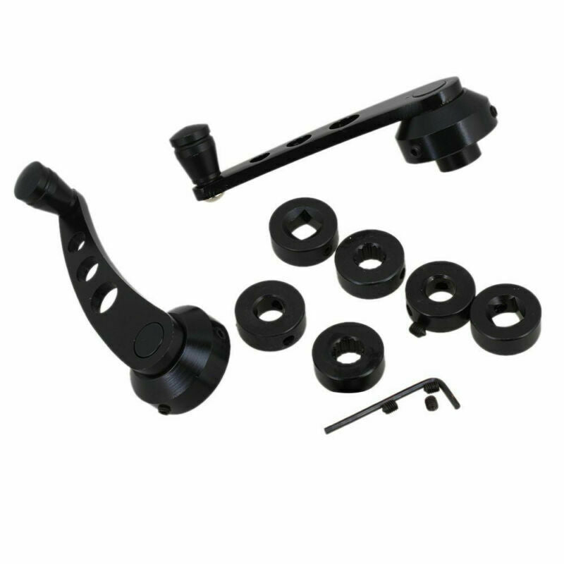 2 PCS 4.7" BILLET BLACK ALUMINUM CAR SUV WINDOW/DOOR WINDER GLASS HANDLES CRANKS