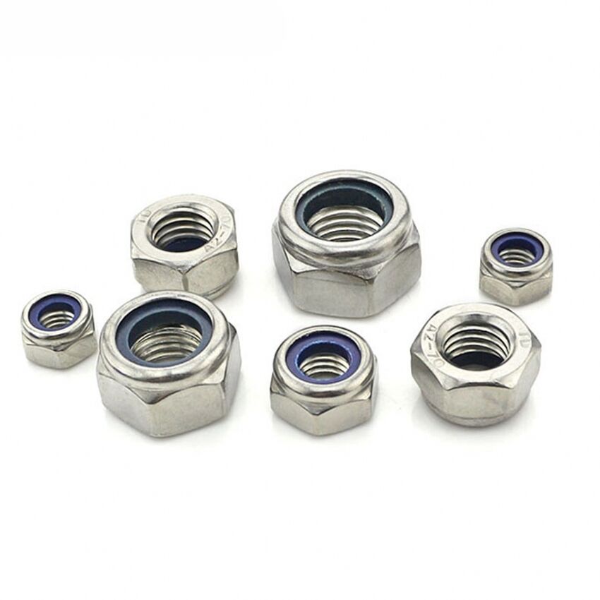 2PCS M8*1.0mm Fine Thread Nylon Insert Lock Nut Nyloc Nut 304 A2 Stainless Steel