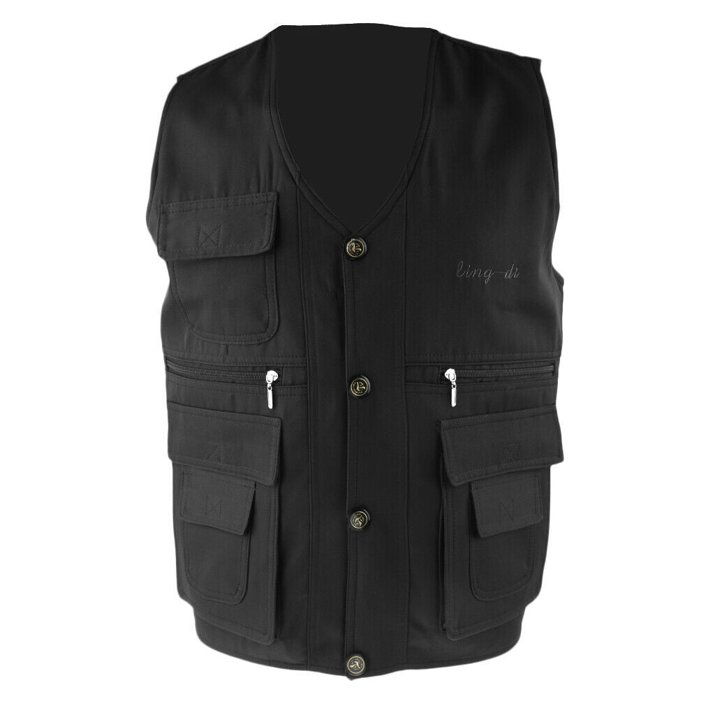 Men's Reversible Fishing Vest Photography Utility Waistcoat  3XL Blackblue