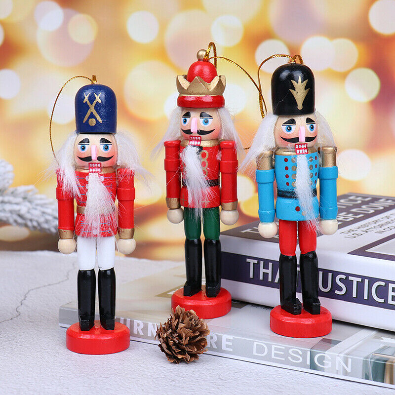 1pc Christmas Decoration 12cm Wood Made Nutcracker Puppet New Year Christ.l8