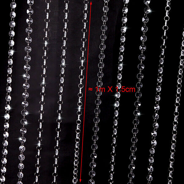 33Ft Beads Crystal String Curtain Bead Wall Panel Fringe Divider Room Door Decor