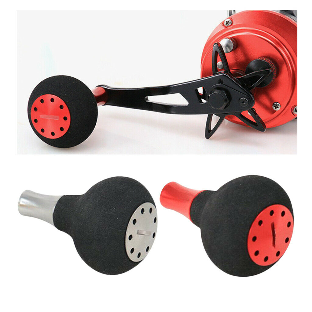 2x Red+Gray Fishing Reel Handle Knob Handle Grip Modification Power Knob