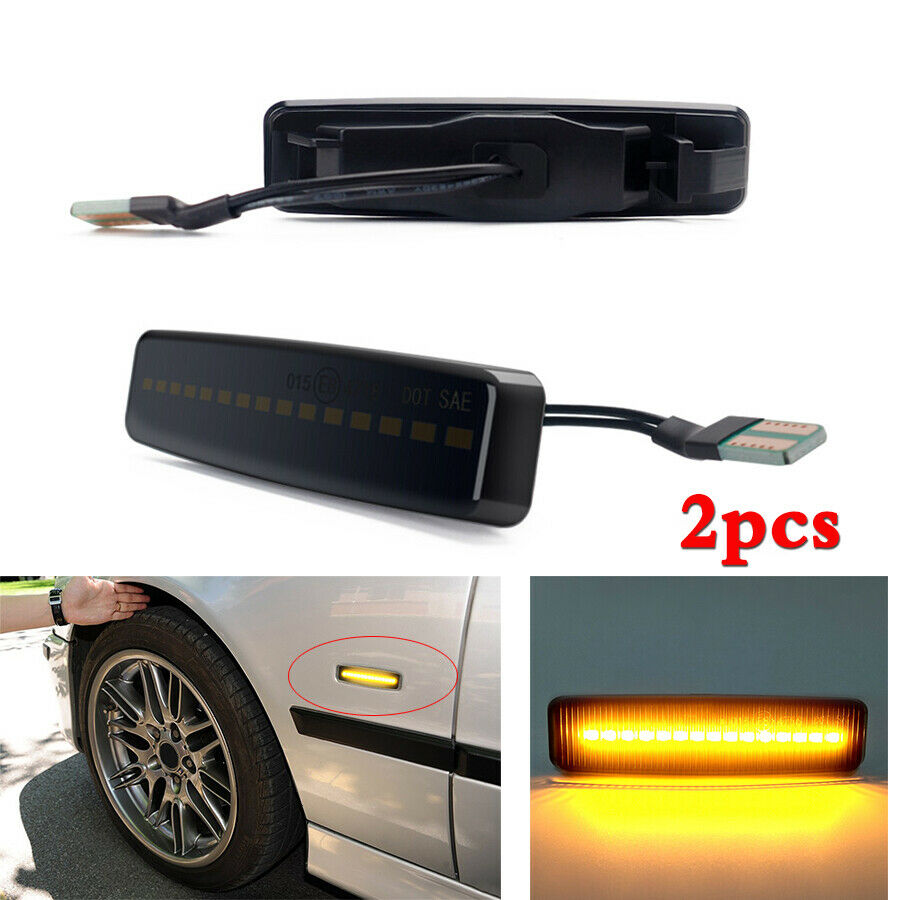 For BMW E39 Body Side LED Yellow Flowing Sequential Marker Turn Signal Light 2x