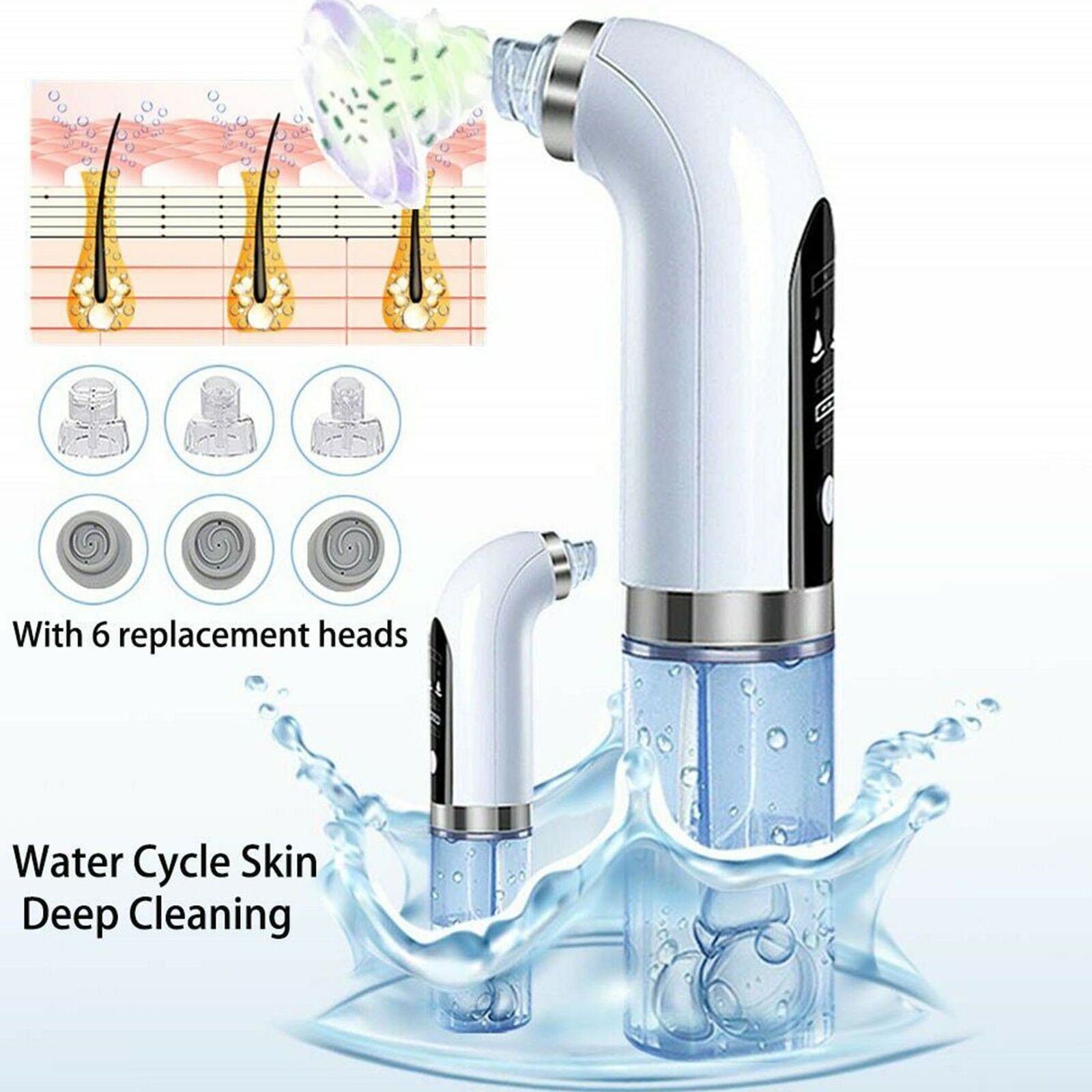 Electric Vacuum Blackhead Acne Pore Cleaner Water Cycle Skin Deep Cleaning Tools