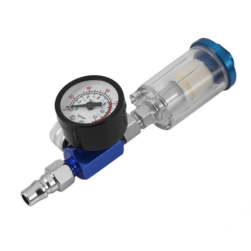 1/4 Scratch Air Pressure Regulator Gauge Spray Tool & In-Line Water Trap FilteD3