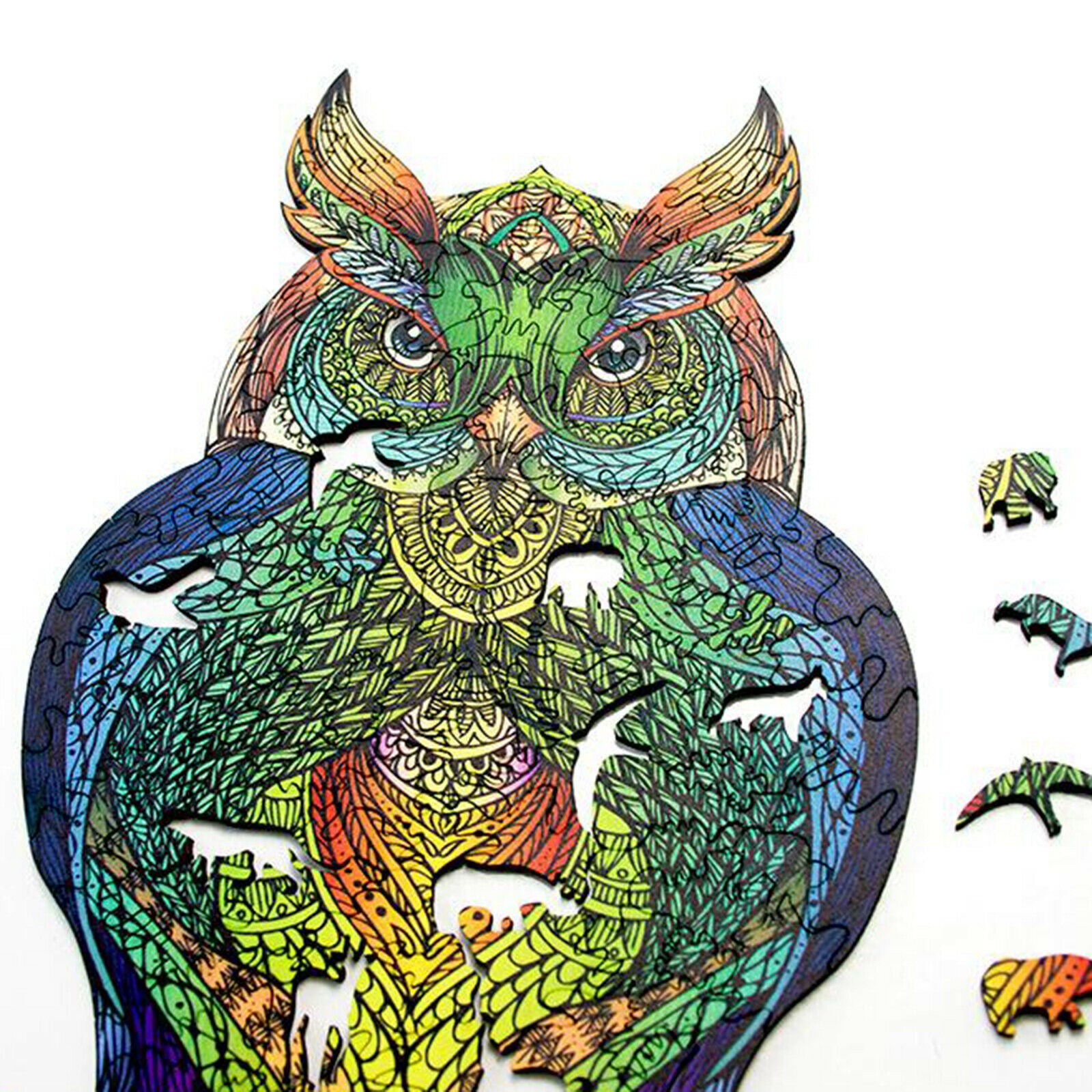 156pcs Wooden Jigsaw Puzzles Owl Shape and Family Game Home Decor Toys