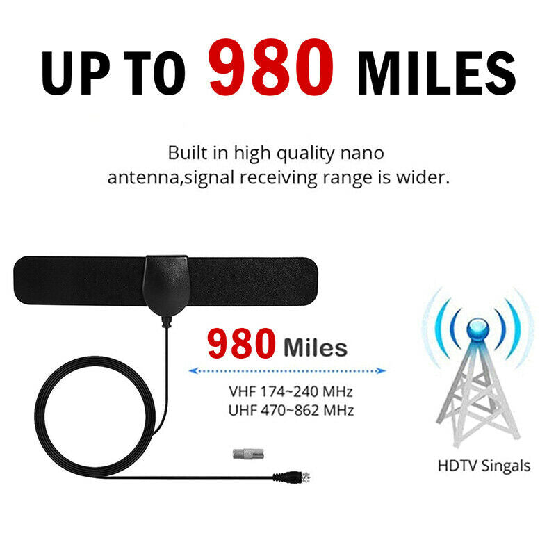 1080P High Gain 20dBi 980miles range HDTV Indoor TV Antenna DVB-T2 Digit.l8