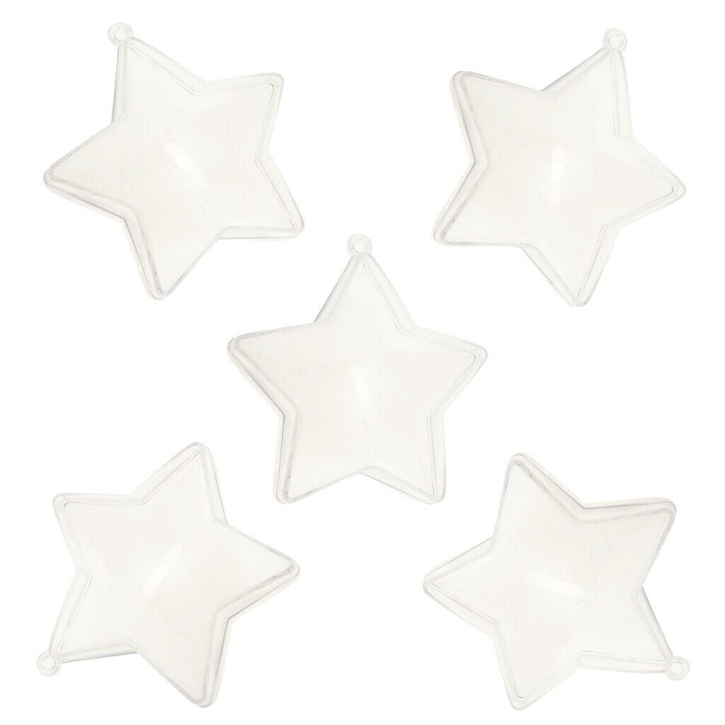 5 Pieces Star Shape Clear Refillable Plastic Ball   Tree Ornament  8cm