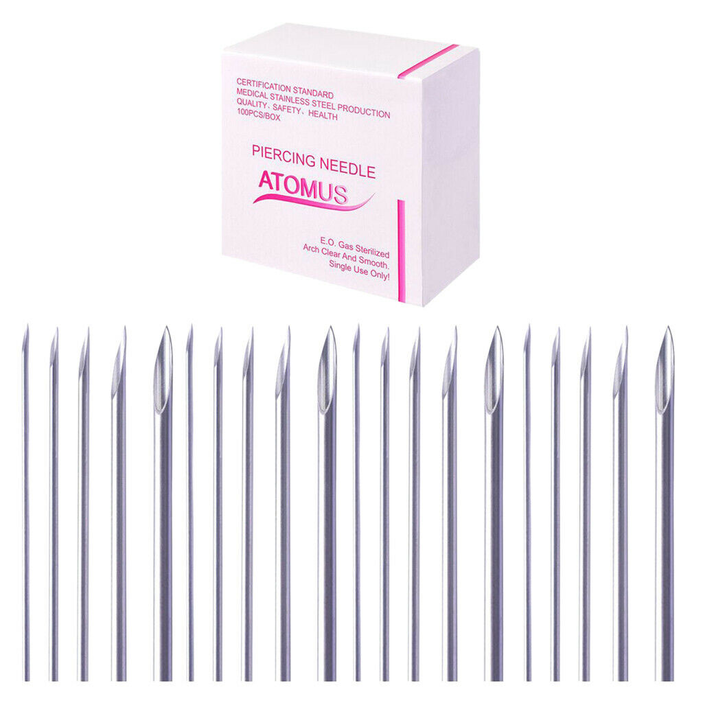 100x Mix Steel Tattoo Body Piercing Needle  12G 14G 16G 18G 20G