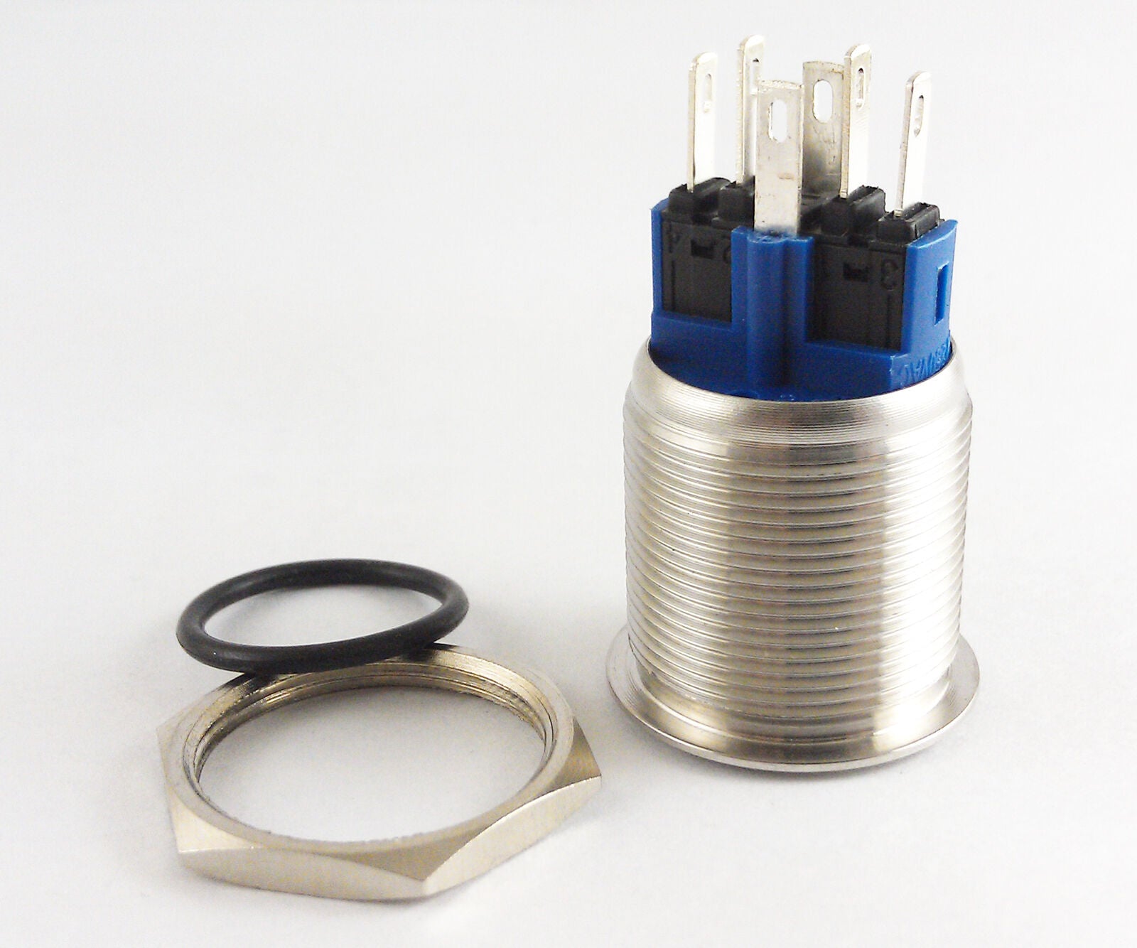 1pc Metal Flat Ring LED Push Button Waterproof Self-Locking Switch  22mm QN22-A1
