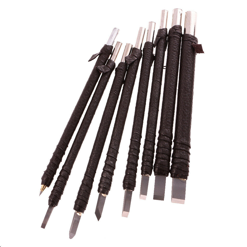 Set of 8 Chisels Stone Wood Carving Seal Engraving Tool Set