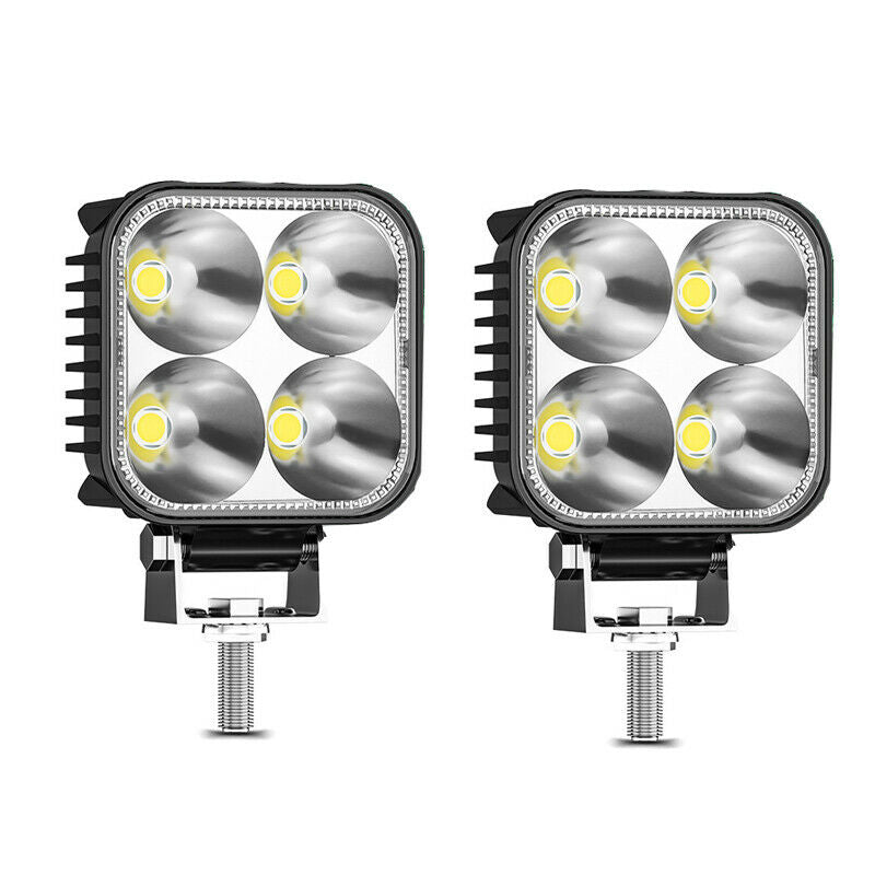 Pair 3" 4 LED White Car Work Lights Spot Flood Light Bar Reverse 12W DC12V-60V