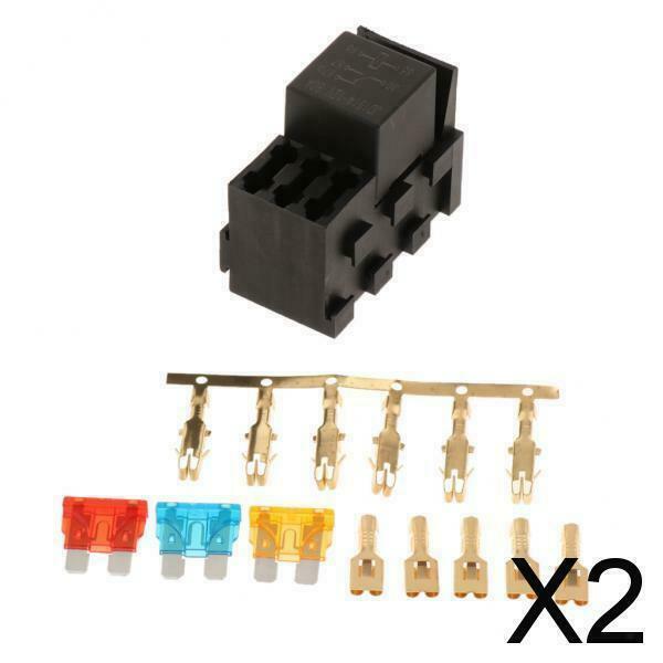 2X 4-Slot Relay Fuse Holder Box 3 Blade Fuses Socket Holder for Automotive Boat