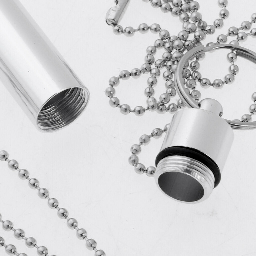 Aluminum Emergency Pill Box Case Container w/ Lanyard Travel Camping Hiking