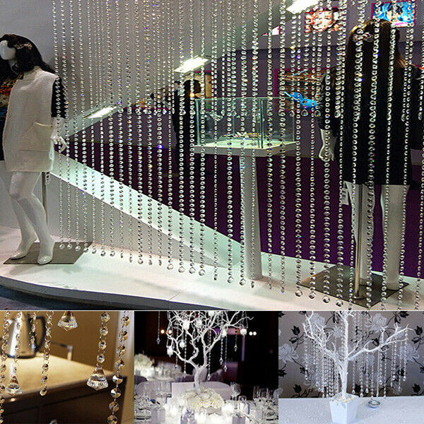 33Ft Beads Crystal String Curtain Bead Wall Panel Fringe Divider Room Door Decor