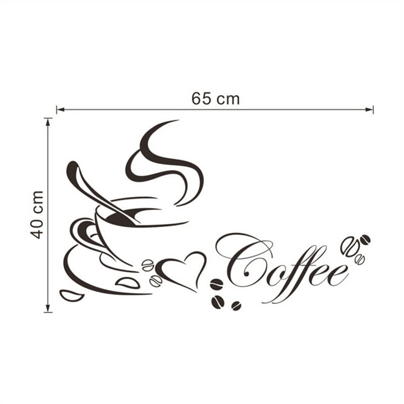 Removable Kitchen Decor Coffee Cup Heart Home Decals Vinyl Art Wall Stick.l8