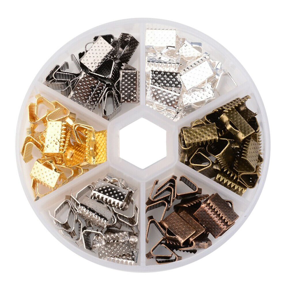 120pcs Metal Crimp End Beads Fold Cover Closures Cable Ends Clips