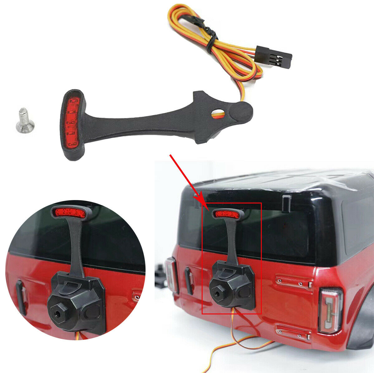 Spare Tire Taillight Brake light with Wire for Traxxas TRX-4 Lima Ford Bronco SU