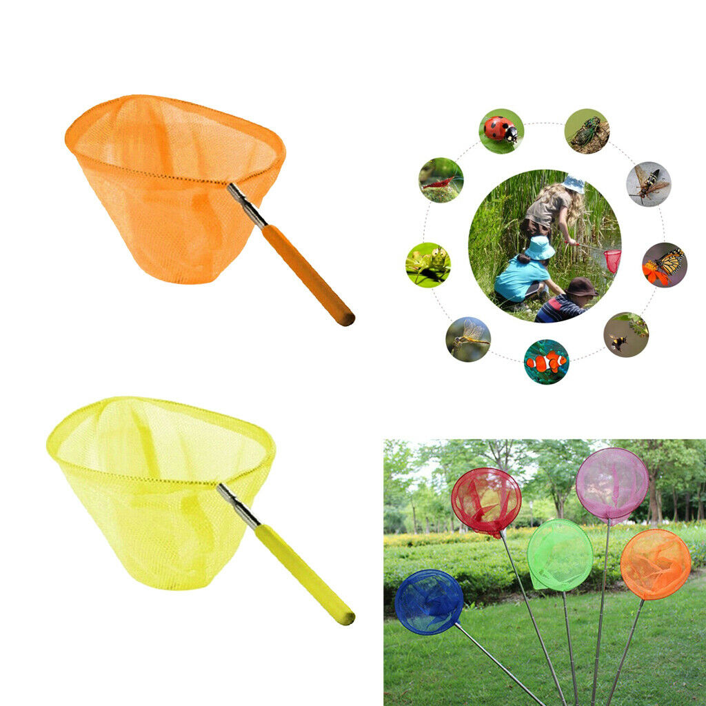 2-piece Kids Telescopic Butterfly Fishing Net Extendable Colorful Adjustable