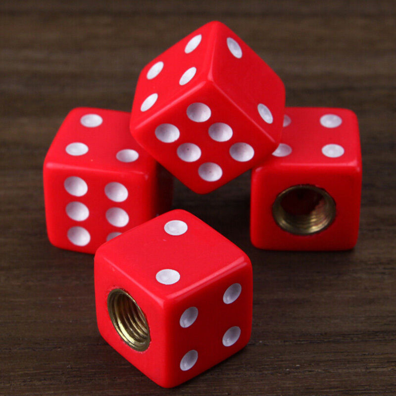 Design Red Dice Tire air Valve Stem Caps for Car Truck Bike ATV Wheel Rim.l8