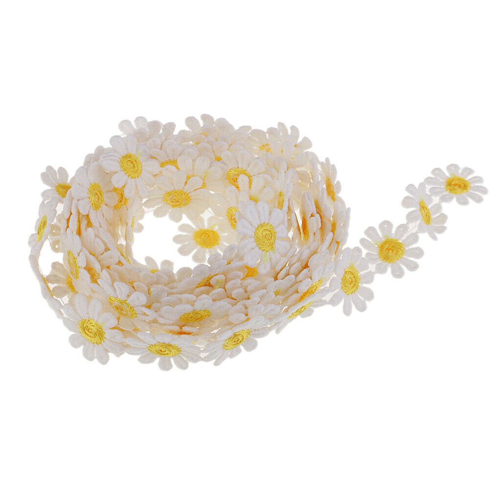 6 Yard Daisy Lace Trim Crochet Flower Ribbon Sewing Dressmaking Edging 25mm