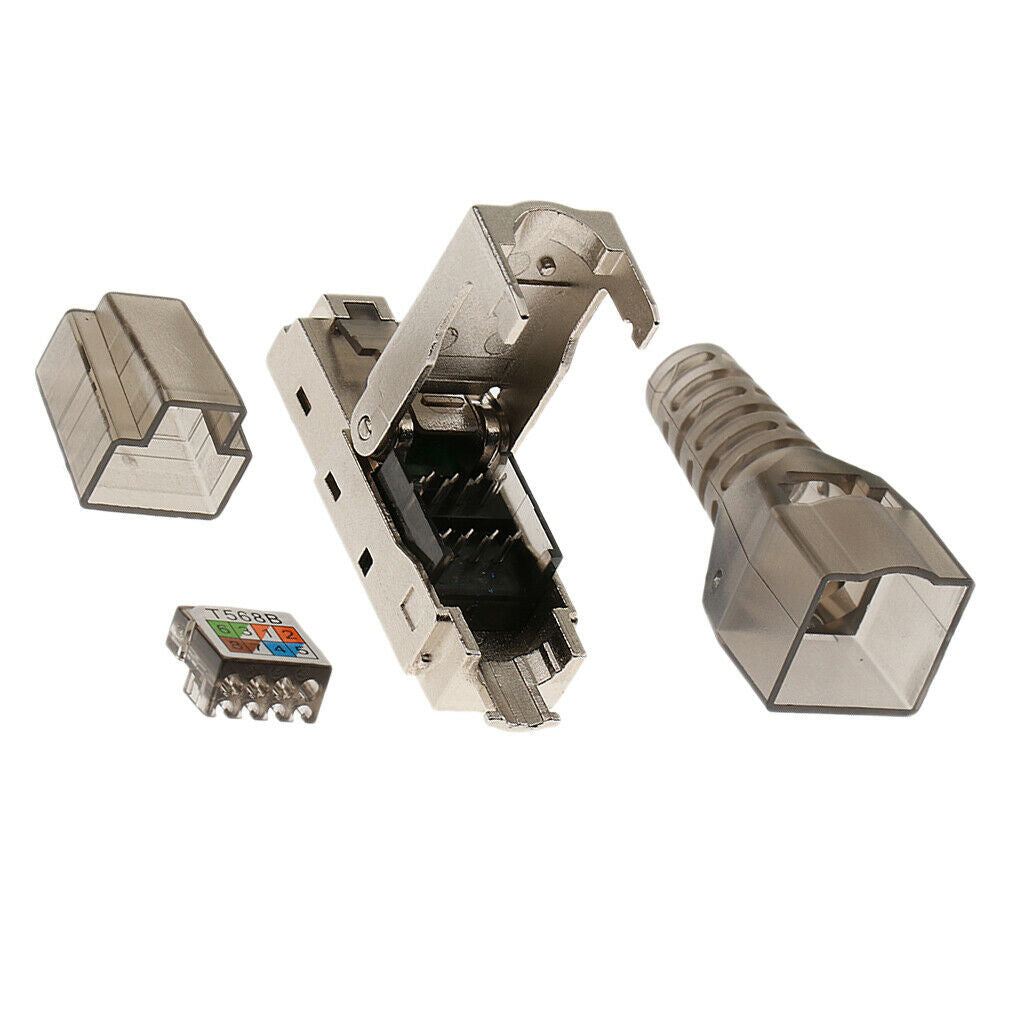 10 Packs Shielded Cat6A RJ45 Modular Plug LAN Ethernet Metal Connector End