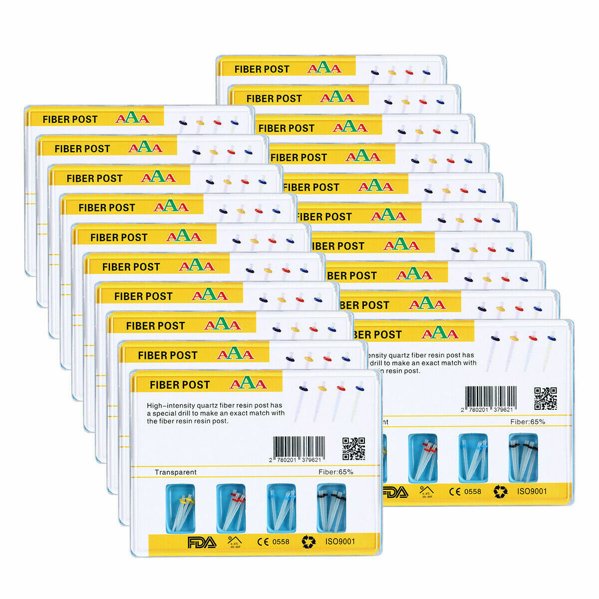 20 Pqts Dental AAA Tornillo de Resina de Poste de Fibra Alta Intensidad Hilo V