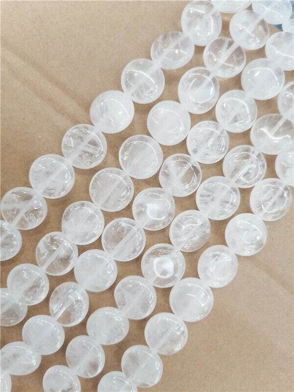 1 Strand 16x5mm Natural White Crystal Round DIY Spacer Loose Beads 15.5" HH8776