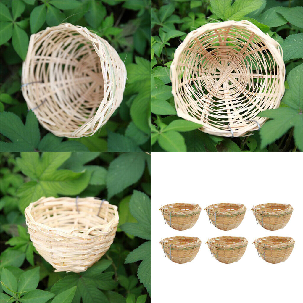 6x Handmade Bamboo Bird Nest Hanging Cage for Finch Canary Parakeet Conure