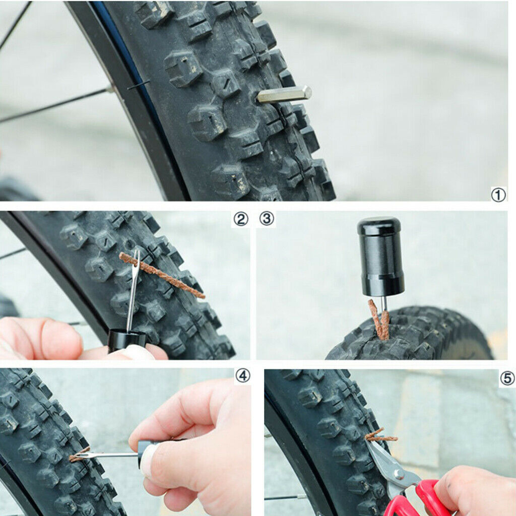 Portable Tubeless Tyre Puncture Repair Kit Bike Bicycle Tire Emergency Tool Kit