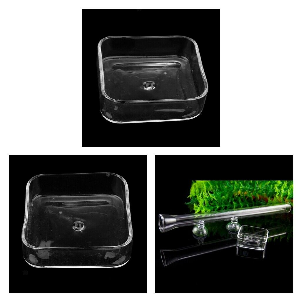 3 Pcs Aquarium Fish Tank Shrimp Feeding Food Dish Feeder Container Square