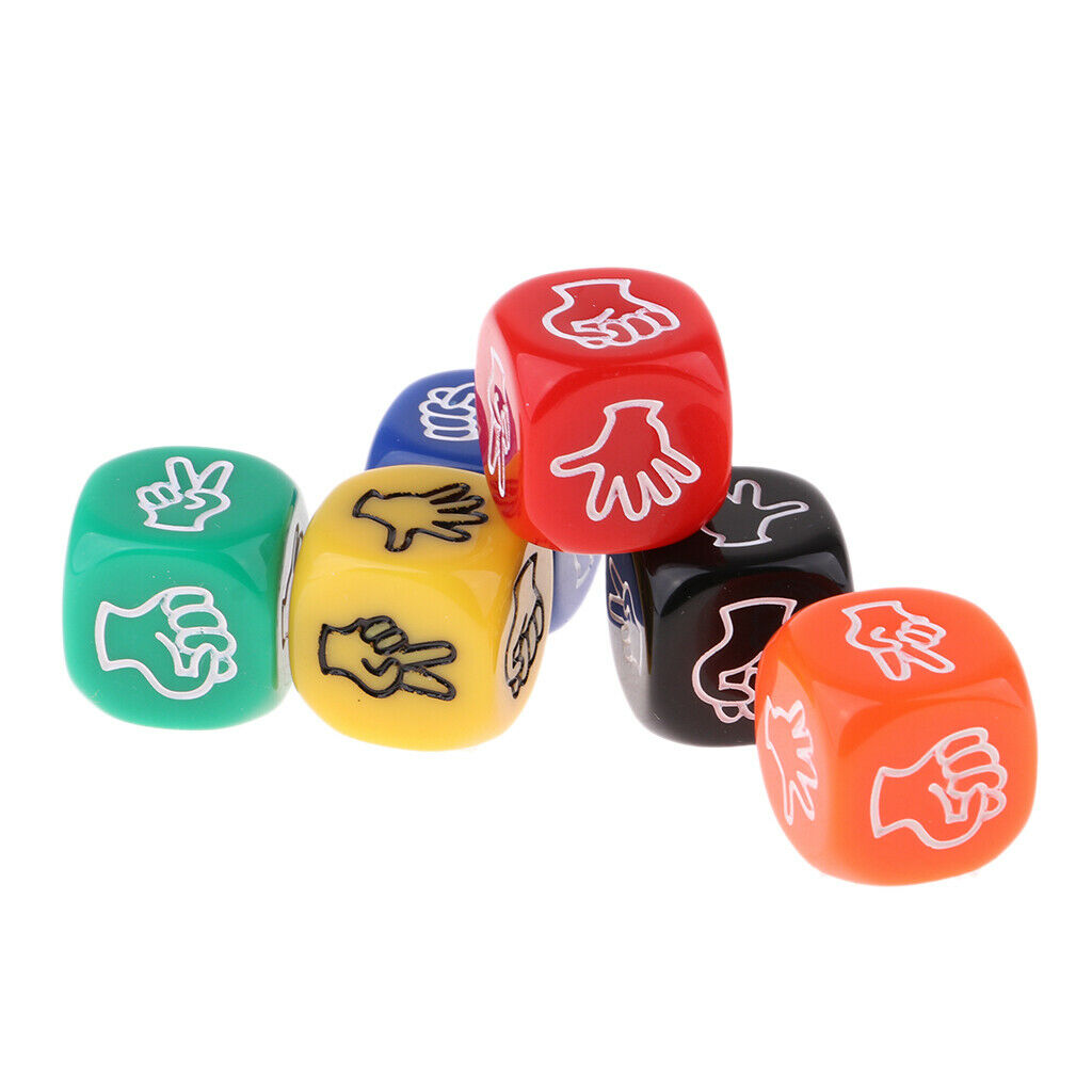 10X 6x Rock Paper Scissors Dice Six Color Finger-Guessing Game Dice for Kids