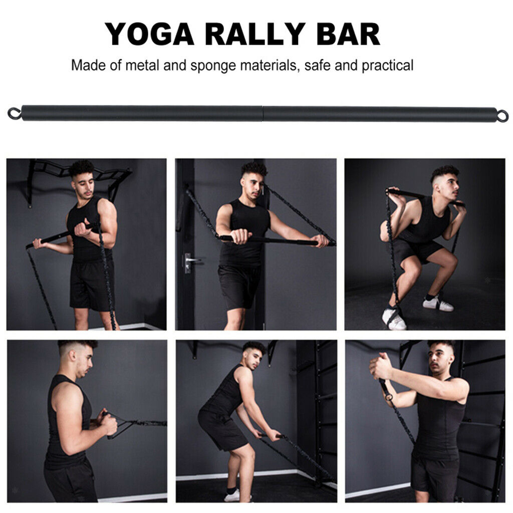 Pilates Bar Home Gym Workout Pull Up Bar Sports Fitness Bar Equipments Black