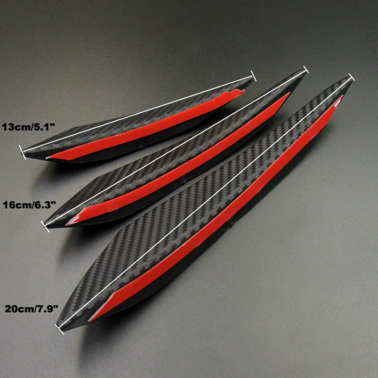6pcs Car Front Bumper Lip Splitter Canards Carbon Fiber Spoiler Fins Refit Black