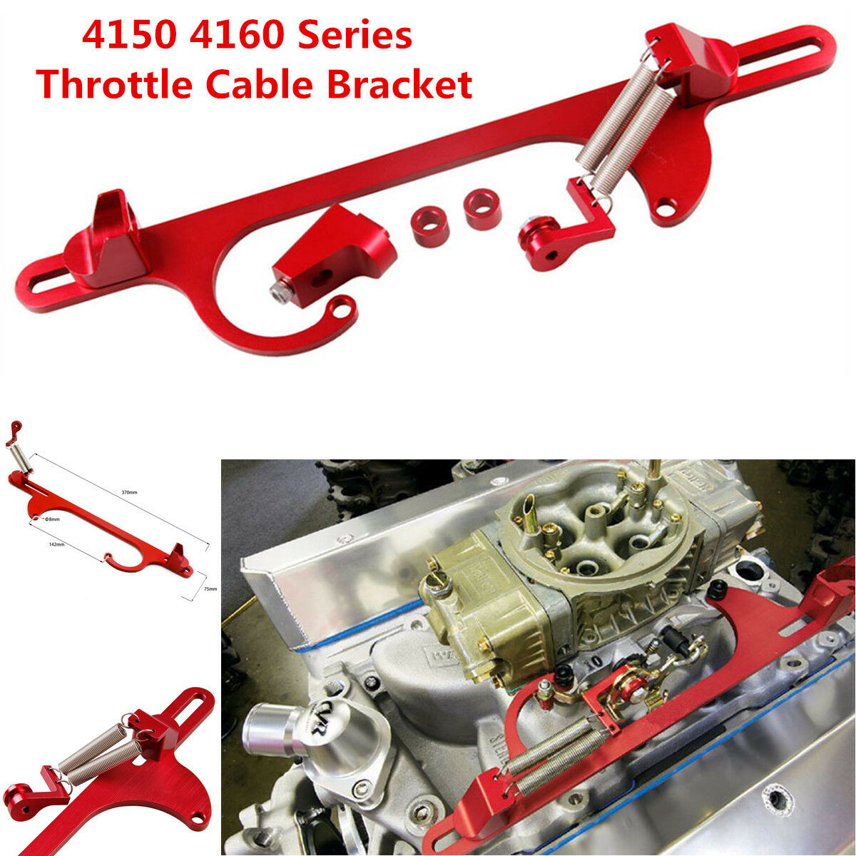 Car Truck 4150 4160 Series Billet Aluminum Throttle Cable Bracket Carburetor 350