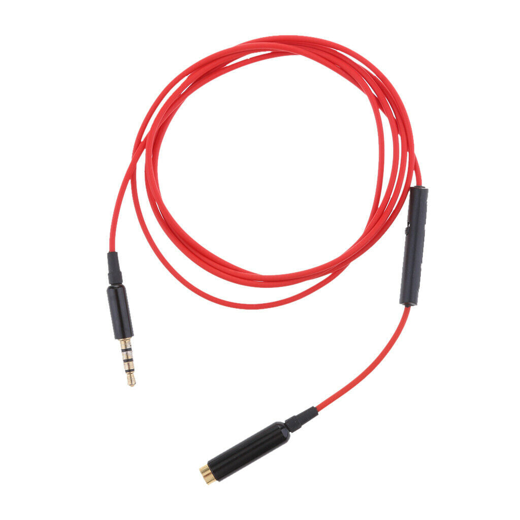 3.5mm Male to Female Ste Audio Cable W/ Remote & Mic for  ,   Red
