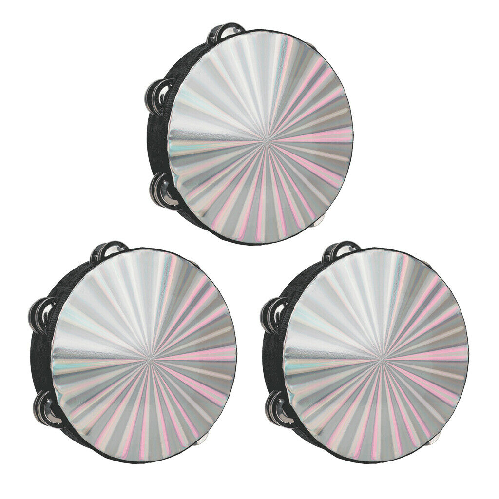 3pcs Compact Music Tambourine 8" Hand Drum Educational Performance Props