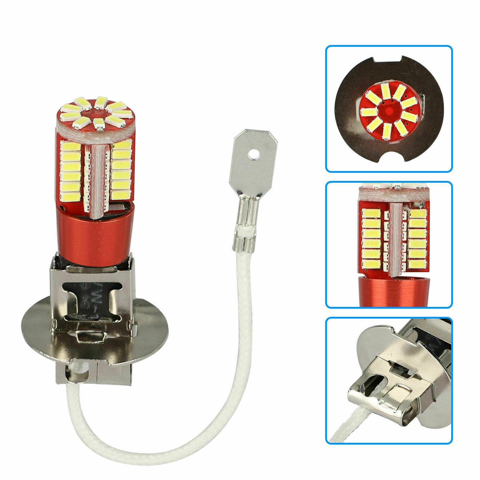 2PCS H3 LED Fog Light Bulbs Conversion Kit Super Bright Canbus 6000K White 100W